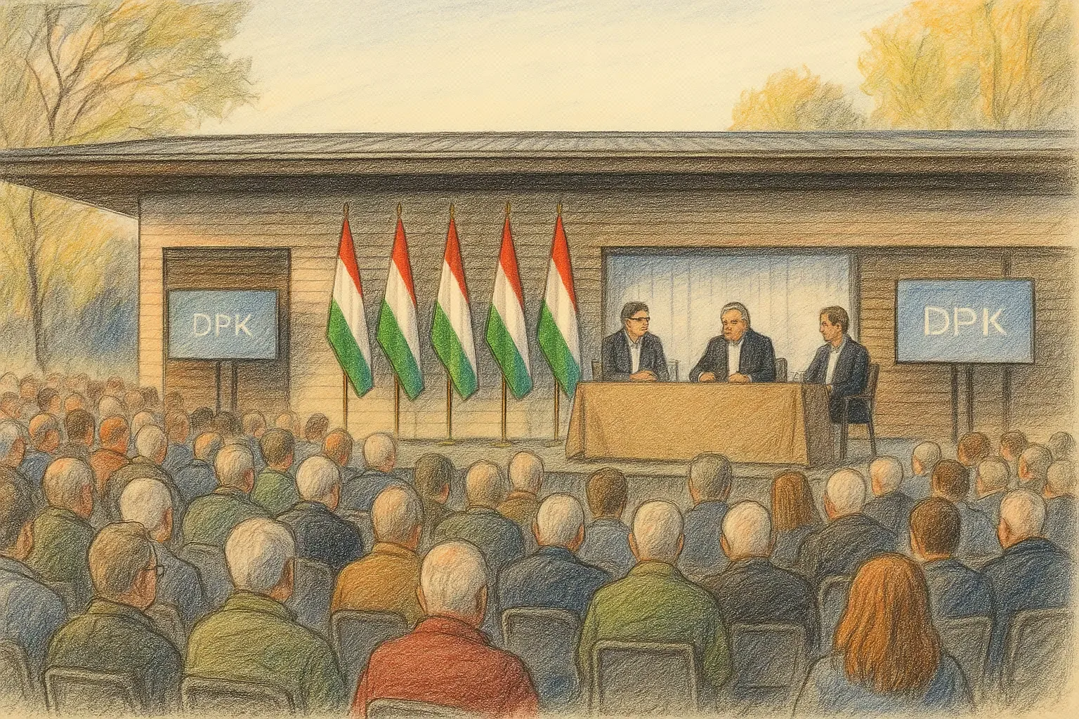 Viktor Orbán bei einer Diskussion im DPK-Camp in Lakitelek vor Anhängern