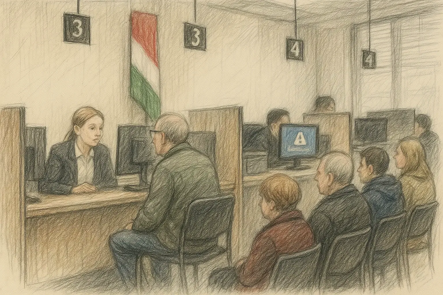 Wartendes Bürgerbüro in Ungarn während der Abschaltung von E-Government-Diensten